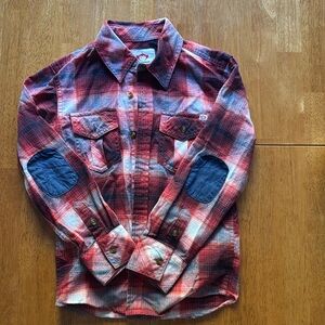 Great boys plaid button down shirt with elbow detail